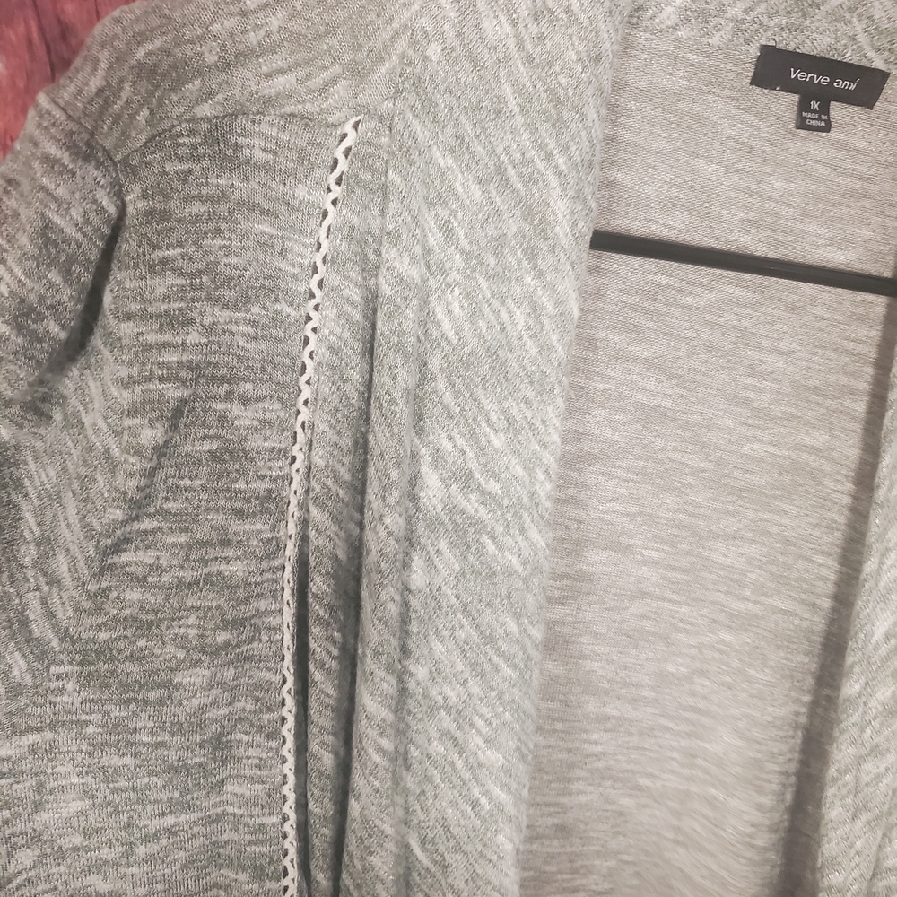 Verve Ami Light Gray And Green Draped Cardigan - Picture 5 of 5